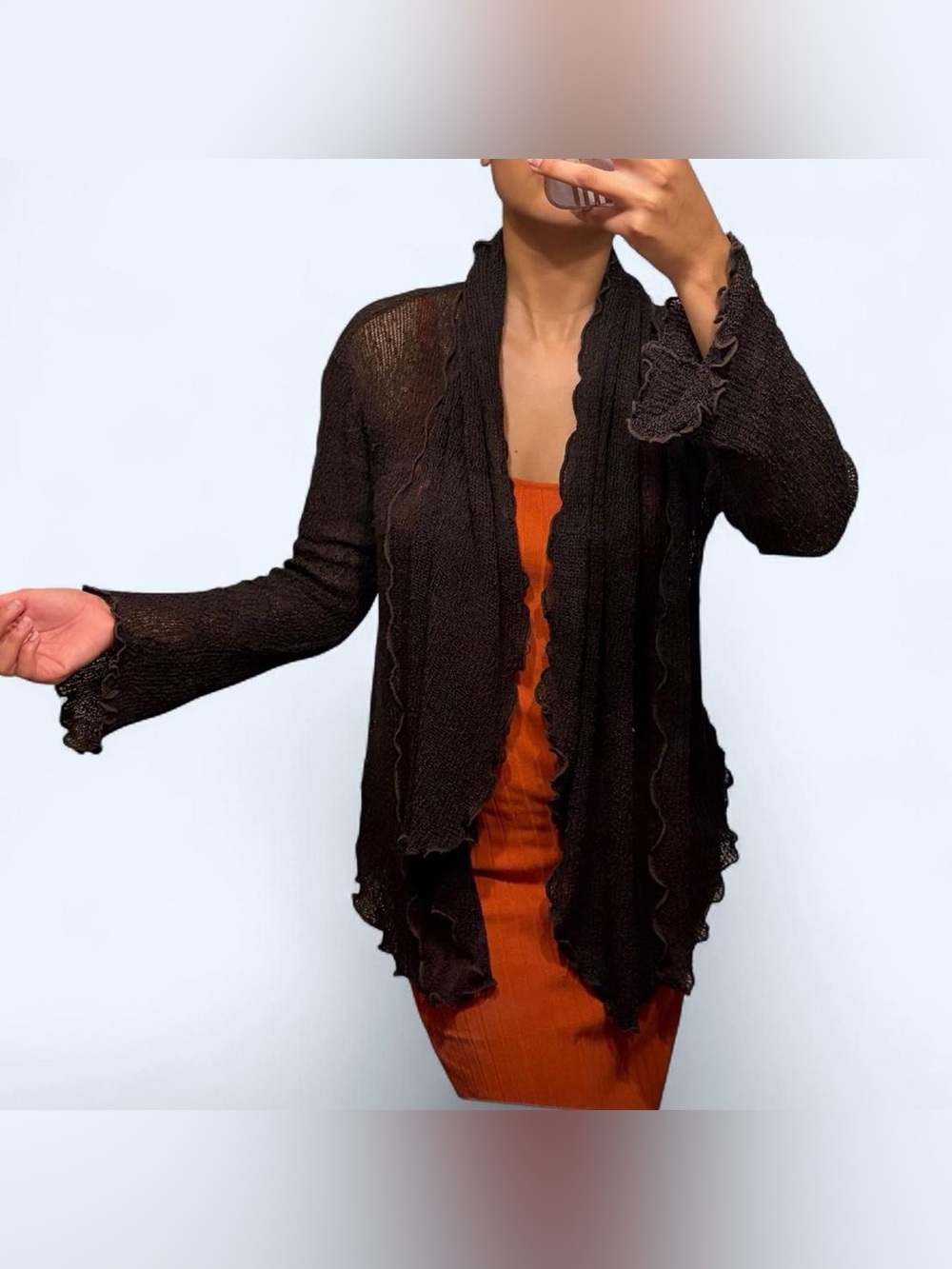 Fairy Knit Ruffle Brown Cardigan by Van Klee!